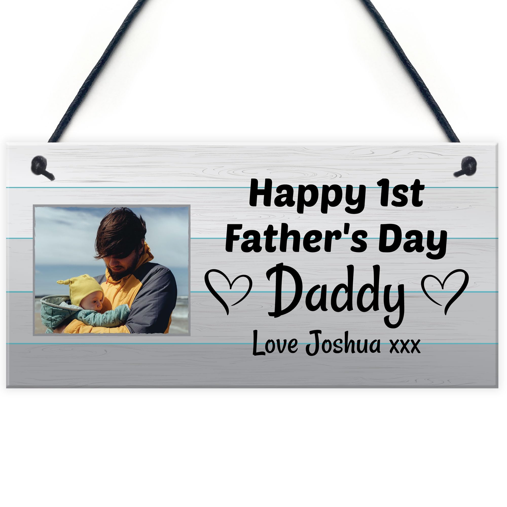Red Ocean Personalised 1st Fathers Day Gift For Daddy Hanging Photo Plaque Daddy Gift From Daughter Son Fathers Day Gift For Him Thank You Gift For Daddy Keepsake