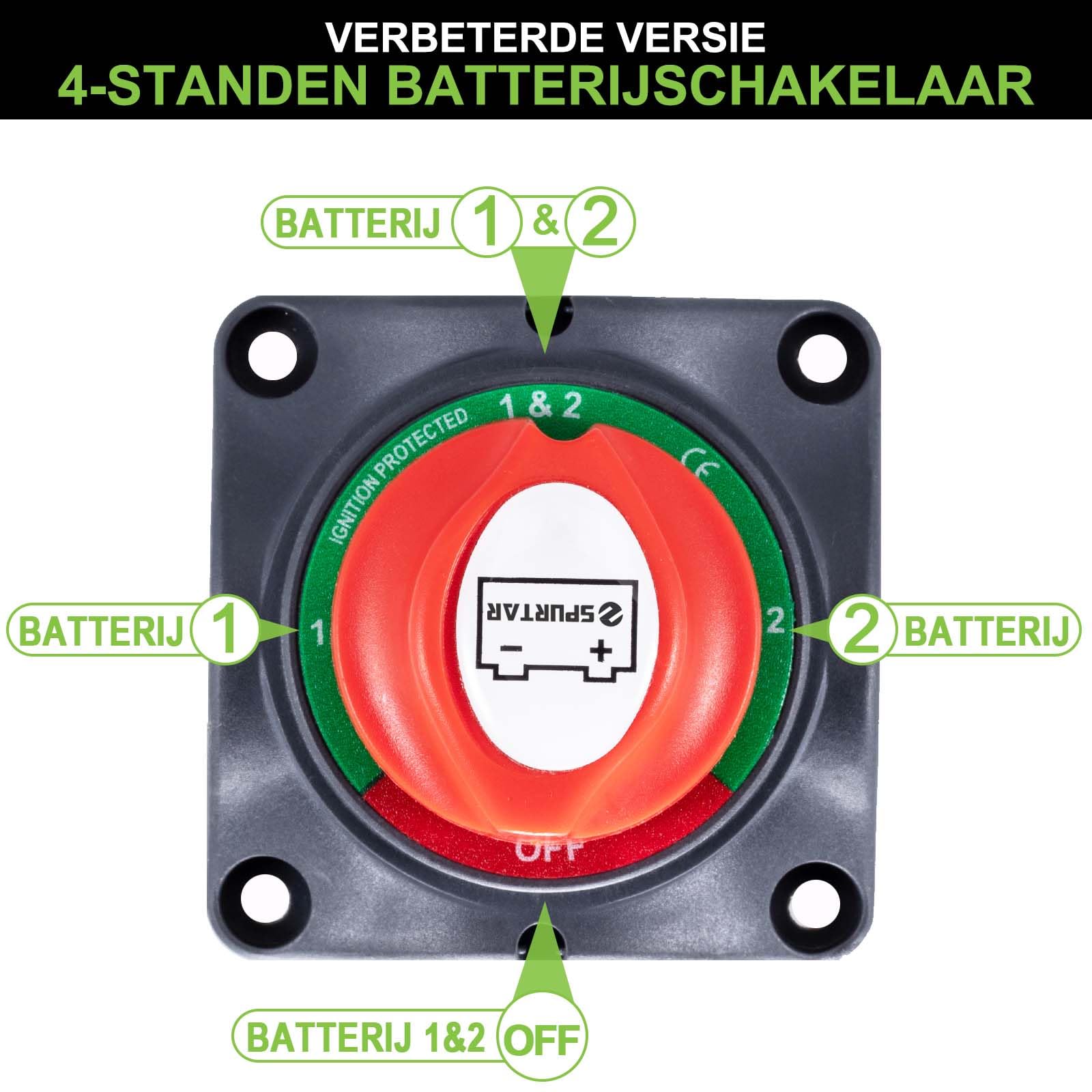 Batterij Schakelaar 12V - 48V Accu Hoofdschakelaar Waterdicht en Gemakkelijk te plaatsen voor Caravans, Campers, ATV's, Auto's, Motoren, Marineboten, UTV's, Voertuigen en Campers (AAN/UIT