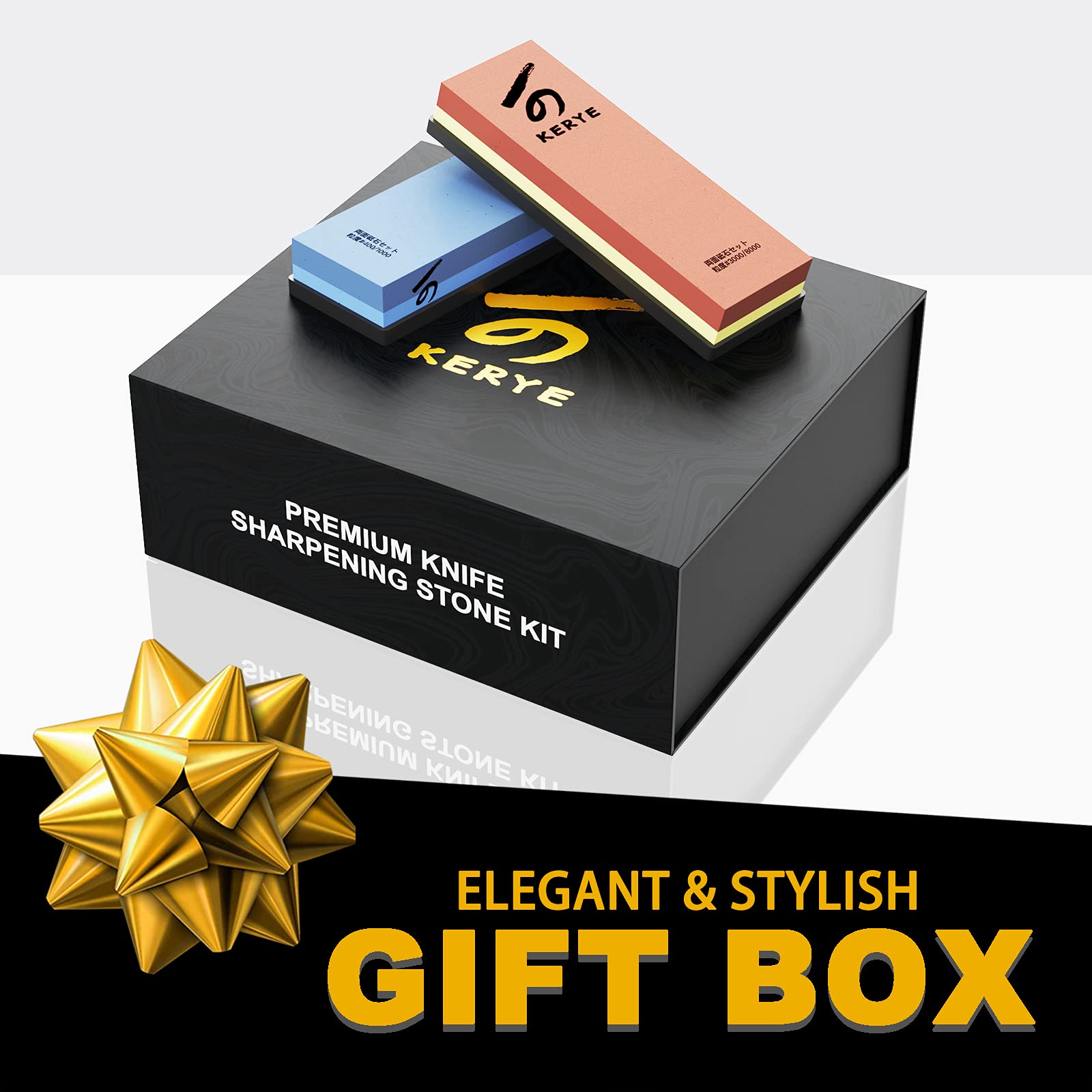 Complete Knife Sharpening Stone Set, KERYE Professional Japanese