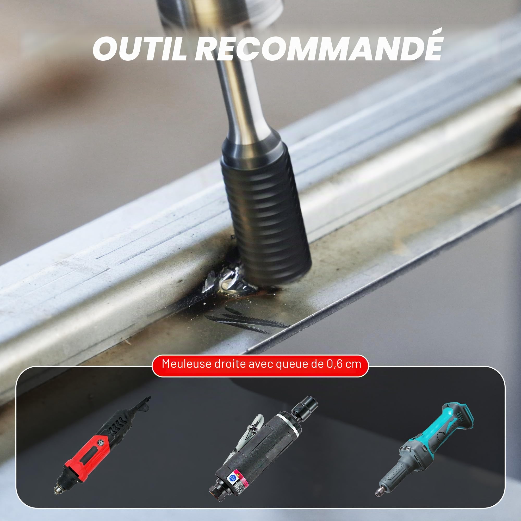 EZARC AlCrN Fraise rotative en carbure de tungstène (Pro), fraise à double tranchant en carbure SB-5 avec tige de 6,35 mm pour meuleuse pneumatique de découpe, pour le travail des métaux durs