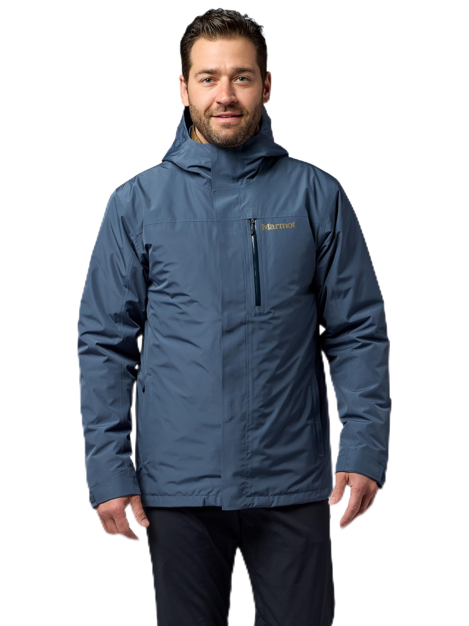 Marmot Giacca Ramble Component da uomo, giacca impermeabile, leggera con cappuccio 3 in 1, giacca antipioggia antivento, giacca a vento traspirante, Thunderhead, M