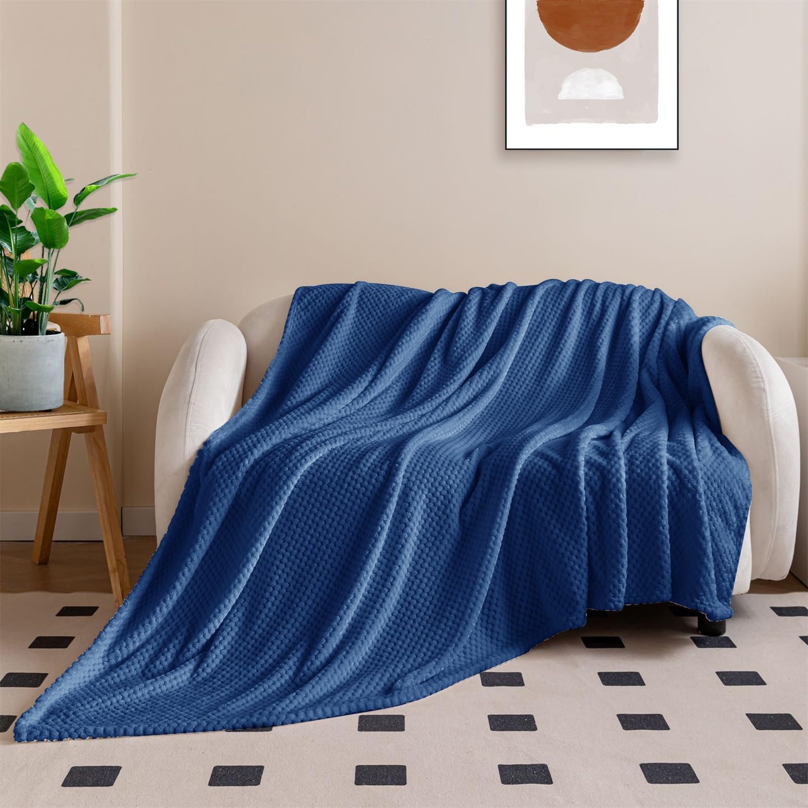 Couverture jetée de canapé bleu polaire lavable en machine pour chambre
