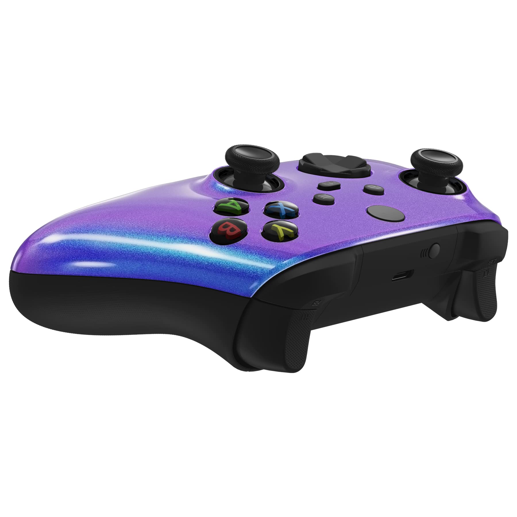 eXtremeRate FaceMag Coque Avant de Remplacement Magnétique pour Xbox Series X/S Manette, Coque Avant avec Anneaux pour Xbox Series X/S/Core Modèle 1914 - Manette Non Incluse - Caméléon Bleu Violet