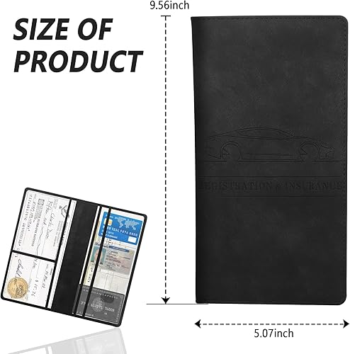 Miniatura 2 de Soporte para registro y seguro de automóvil, de piel sintética, organizador de documentos de automóvil, para identificación, licencia de conducir