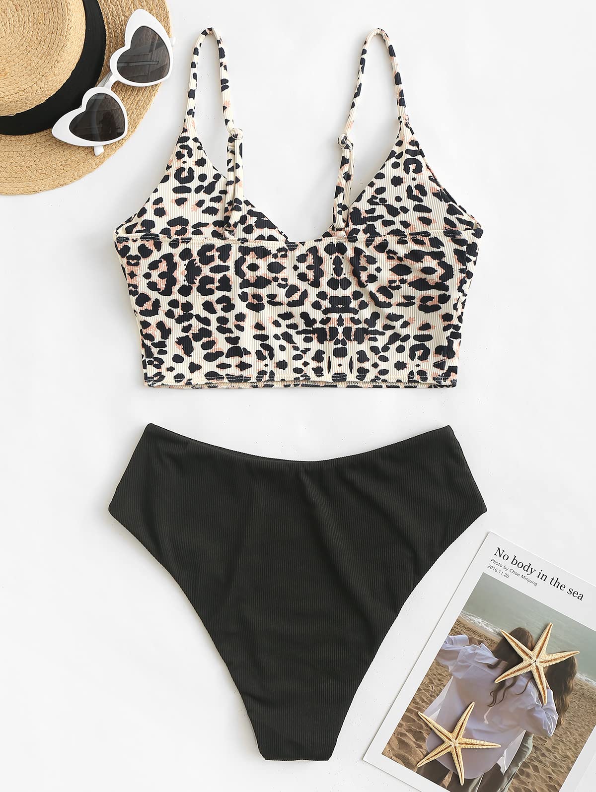 ZAFUL A coste Solido Camicia Chor Taglio A Gamba Alta Vita Tankini Set Imbottito Due Pezzi Costume Da Bagno Da Bagno Per Le Donne