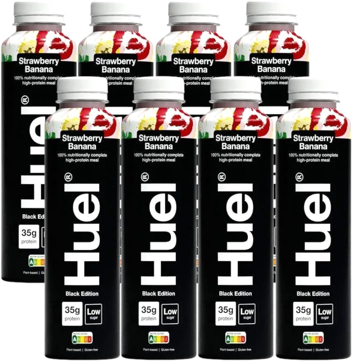 Huel Black Edition Ready-to-drink, 8 X 500ml Bottles, Protein Shakes, Strawberry Banana Flavour, High Protein Drink, 35g Protein Per Bottle, Rich In Vitamin D, Fatty Acids, Calcium, Ready Meals