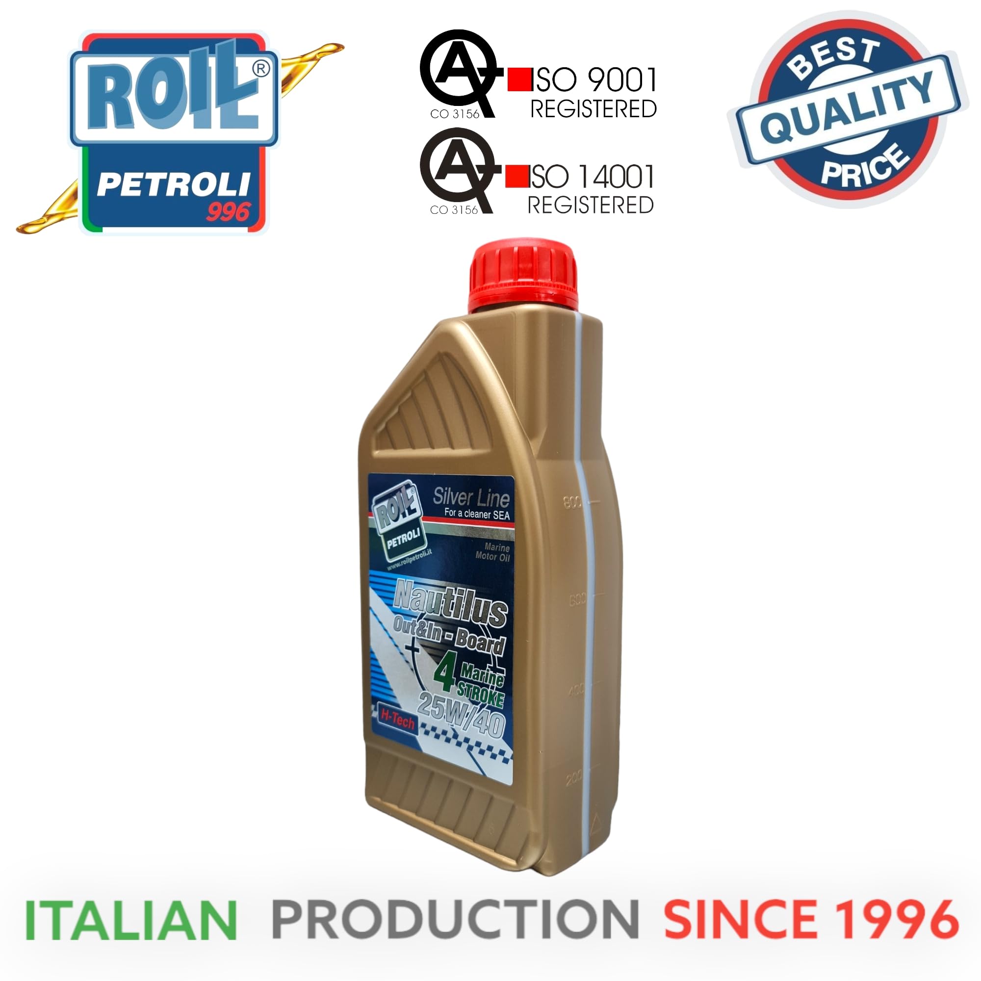 Roil Nautilus 25W/40 4 Stroke Marine Oil 1L NMMA FC-W API SL VDS-3