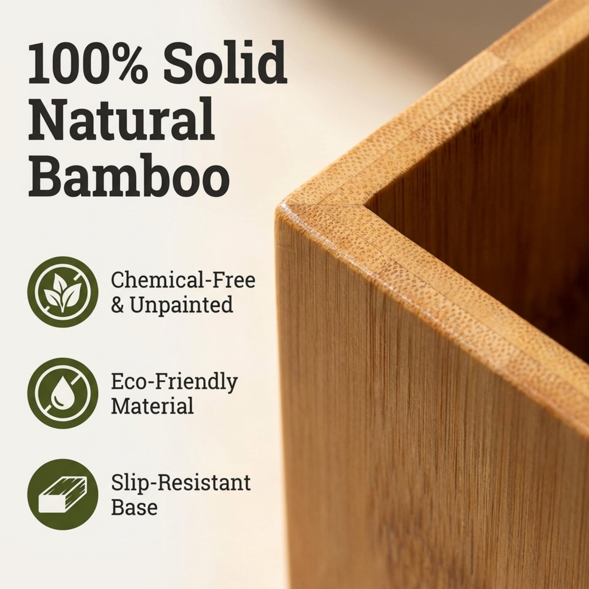 PERFORMORE Soporte de bambú para bolígrafos, organizador de escritorio de madera, caja de madera multiusos para lápices, brochas de maquillaje, accesorios de escritorio de madera para oficina en casa