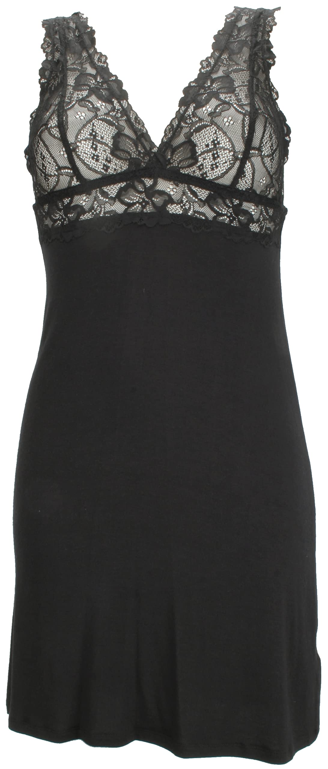 Ex-Store Above the Knee Lace Cup Modal Full Slip Black Size 8