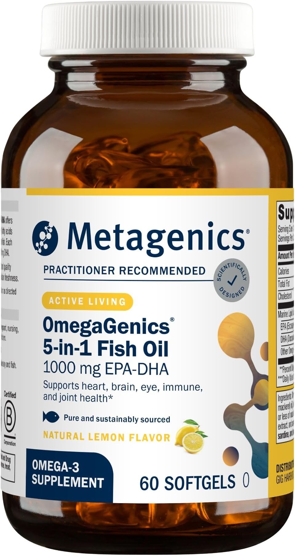 OmegaGenics Omega-3 Fish Oil 1000mg EPA DHA, 60 Softgels