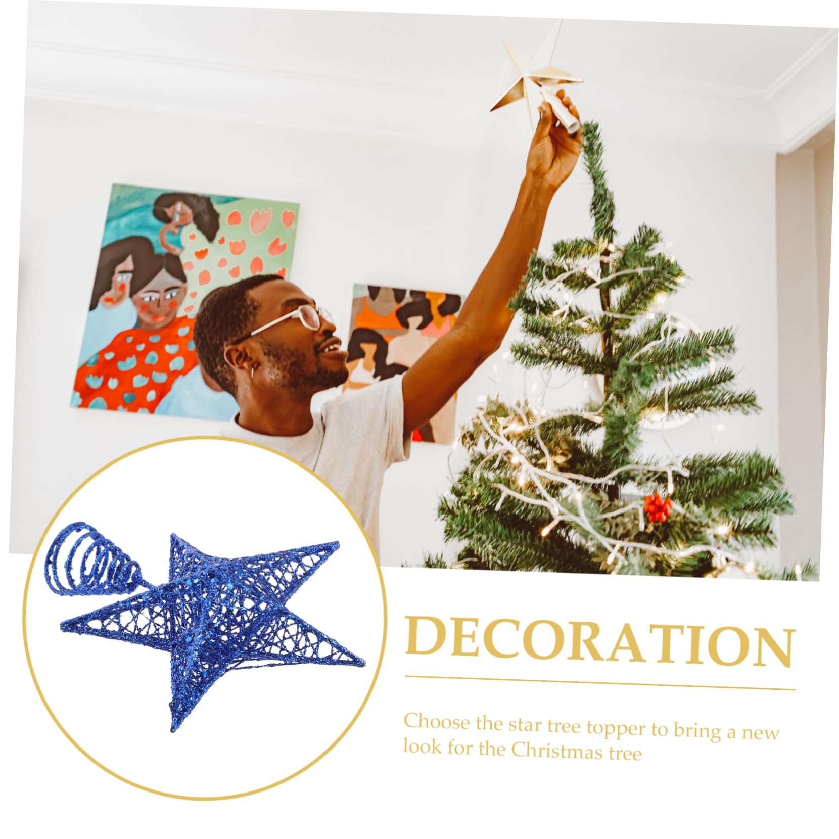 Alipis Étoile de Noël Pailletée pour Décoration de Sapin Cimier Léger et Compact pour Créer Une Ambiance Festive à Domicile Pendant Les Fêtes