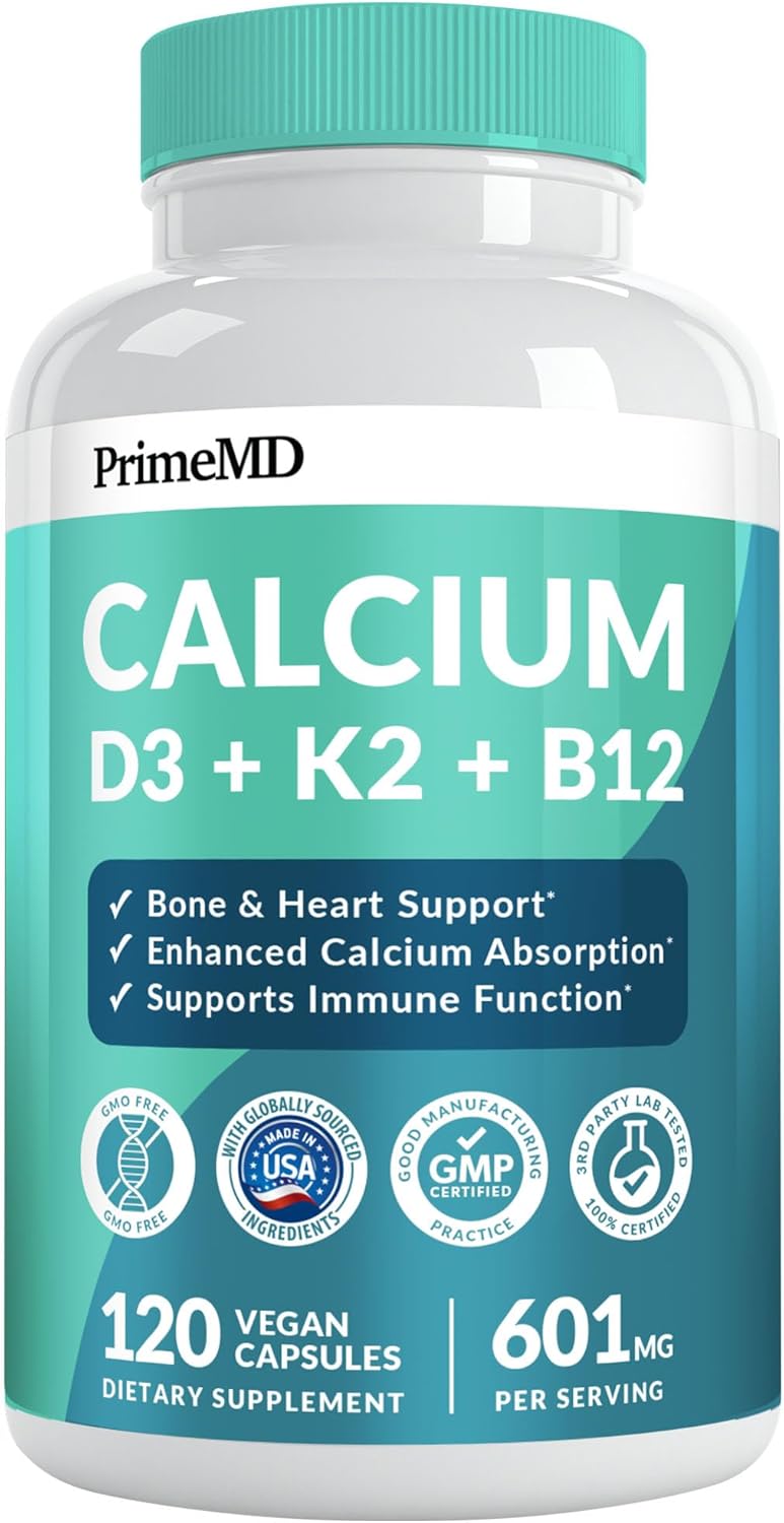4-in-1 Calcium Supplements for Women and Men – Calcium 600mg with Vitamin D3 K2 5000 IU Supplement for Heart, Bone and Body Defenses – Gluten-Free, Vegan-Friendly (120 ct) 4-in-1 Calcium Supplements for Women and Men – Calcium 600mg with Vitamin D3 K2 5000 IU Supplement for Heart, Bone and Body Defenses – Gluten-Free, Vegan-Friendly (120 ct)