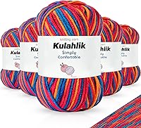 Vista 106 de 250g (5x50g) de hilo acrílico para crochet/tejido, hilo de gradiente de colores, 5 rollos de madejas, perfecto para cualquier proyecto de mini