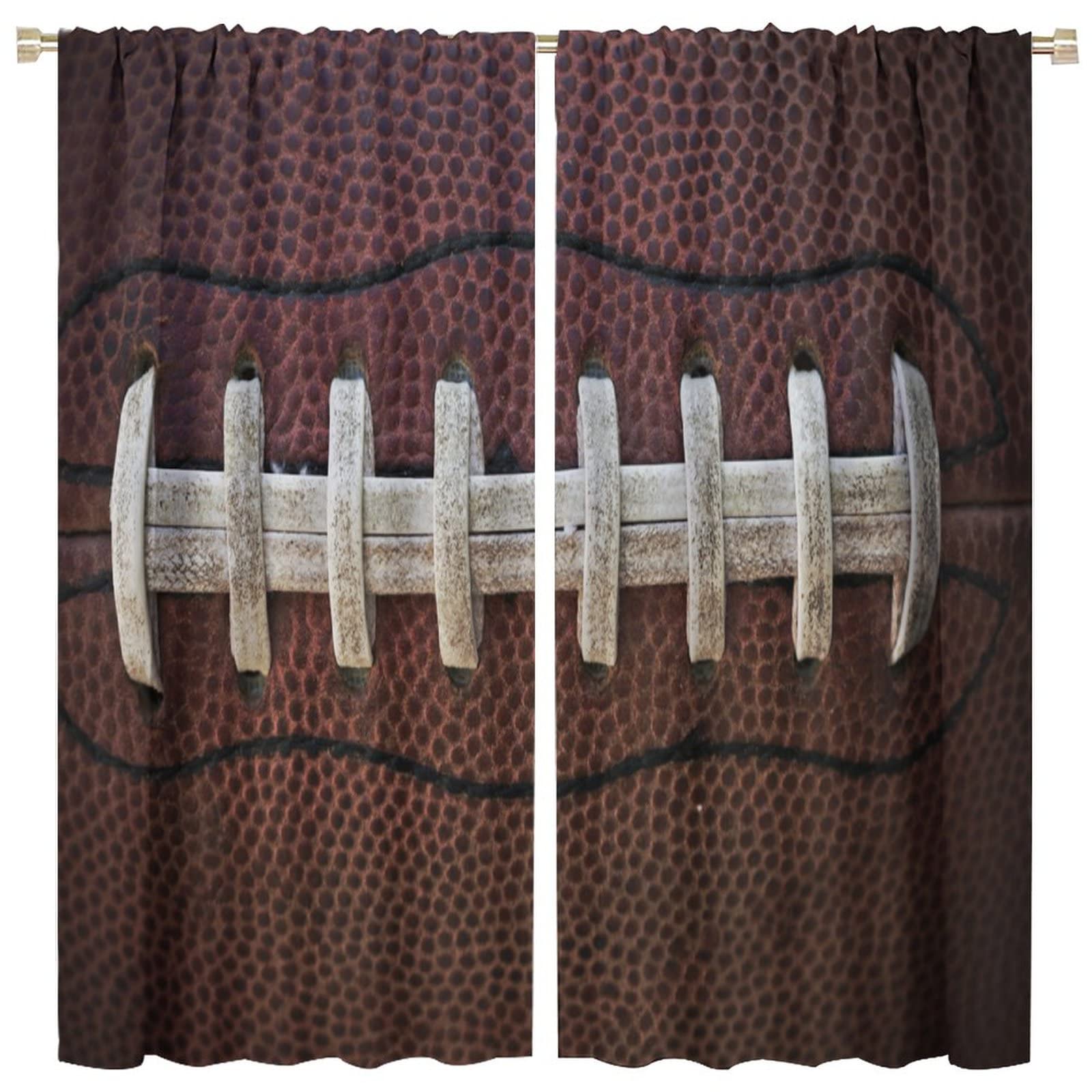 JESTRONRY American Football Blackout Curtain,Rugby Football Traditional Sport Close Up Window Treatments Curtains for Boys Kids Teens Men Bedroom Living Room Home Decor W84xL84in