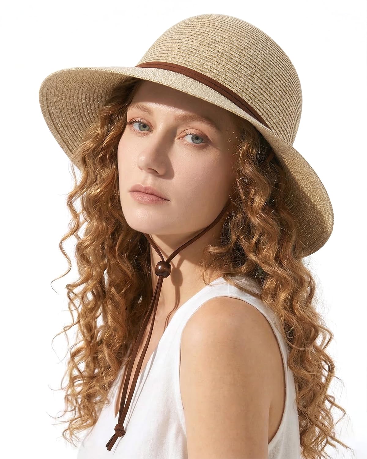 Zylioo XL/XXL Strohhut Sonnenhut Damen Hut für Großen Kopf,Sommerhut UV Schutz UPF50+ Strandhut Strandmütze mit Breiter Krempe