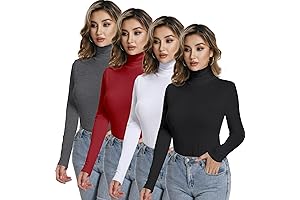 4-Pack Women's Turtleneck Long Sleeves