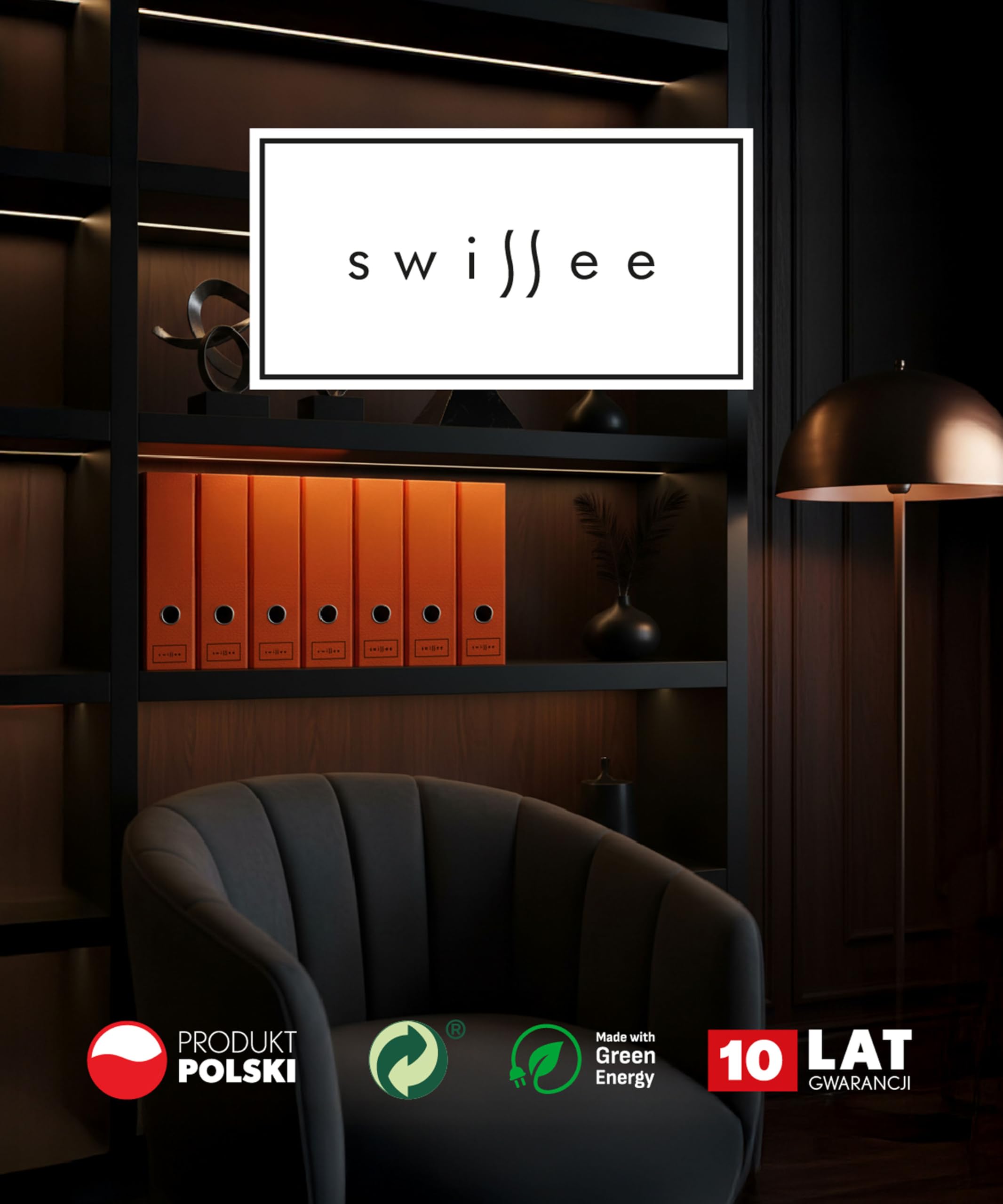 Eleganckie Segregatory Biurowe Swissee A4 - Grzbiet 8 cm - 6x Segregator na dokumenty (Złoty)