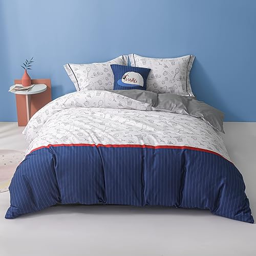Miniatura 9 de Simple&Opulence Funda de edredón 100% algodón orgánico para niños y adolescentes, funda de edredón suave de 4 piezas con cierre de cremallera, juego
