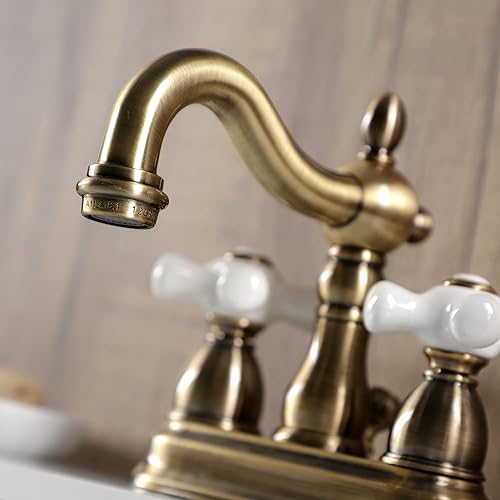 Miniatura 14 de Kingston Brass KB1601PX Heritage - Grifo de lavabo central de 4 pulgadas con mango cruzado de porcelana, cromo pulido Cromo pulido,Latón