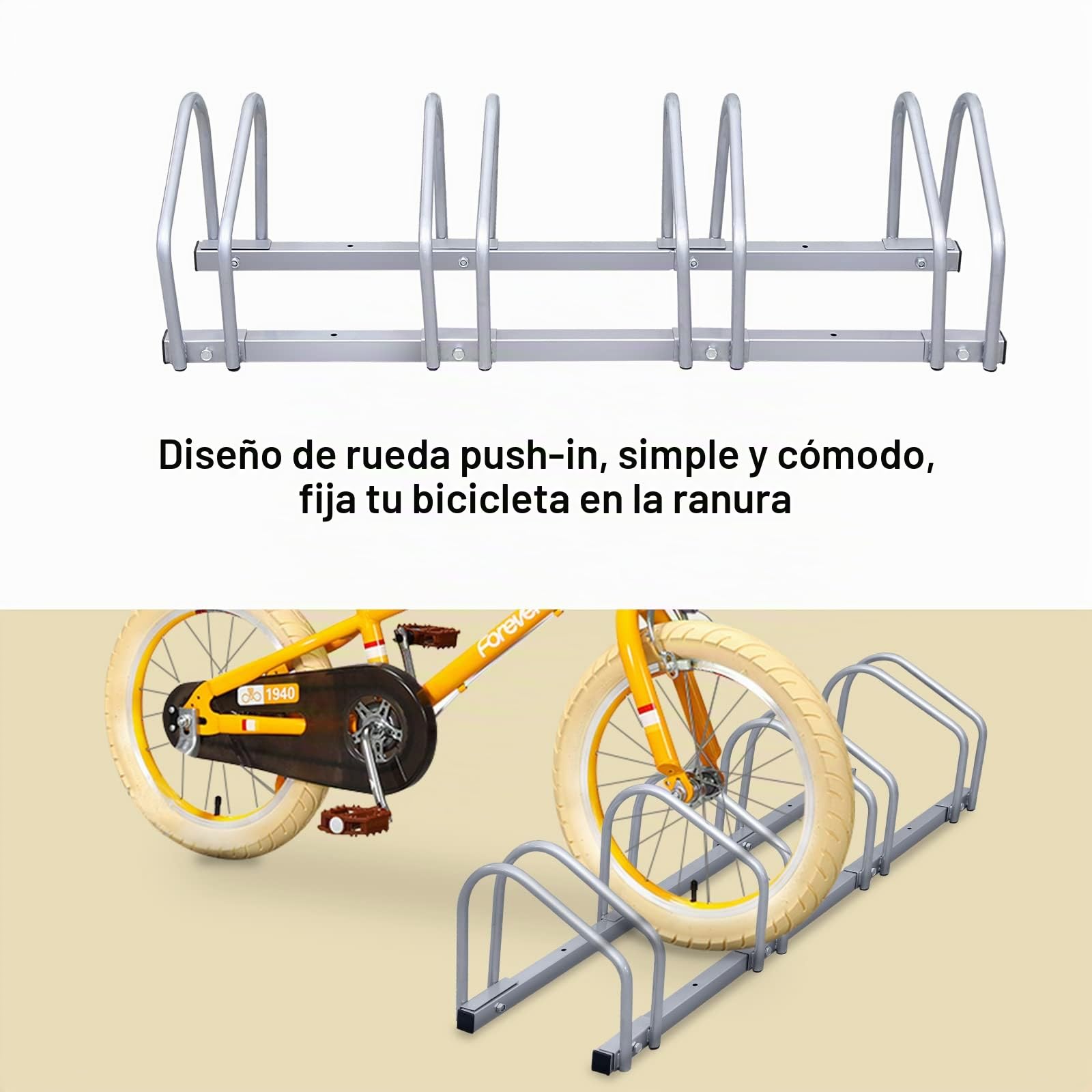 Randaco Soporte para 4 Bicicletas - Aparcar en el Suelo o Colgar - Metal - para Bicicleta de Montaña
