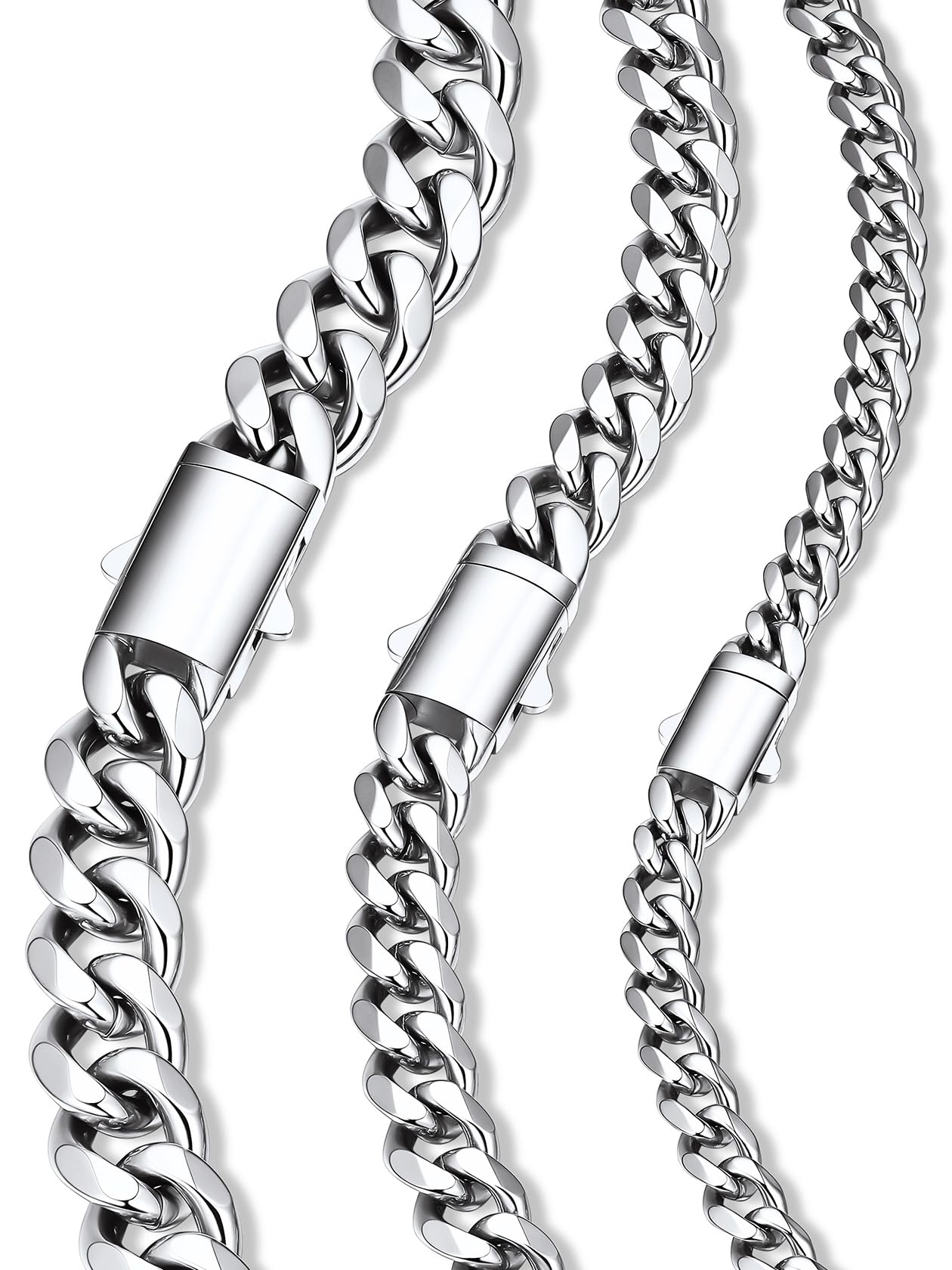 ChainsHouse Cuban Link Chain for Men, Stainless Steel Necklace