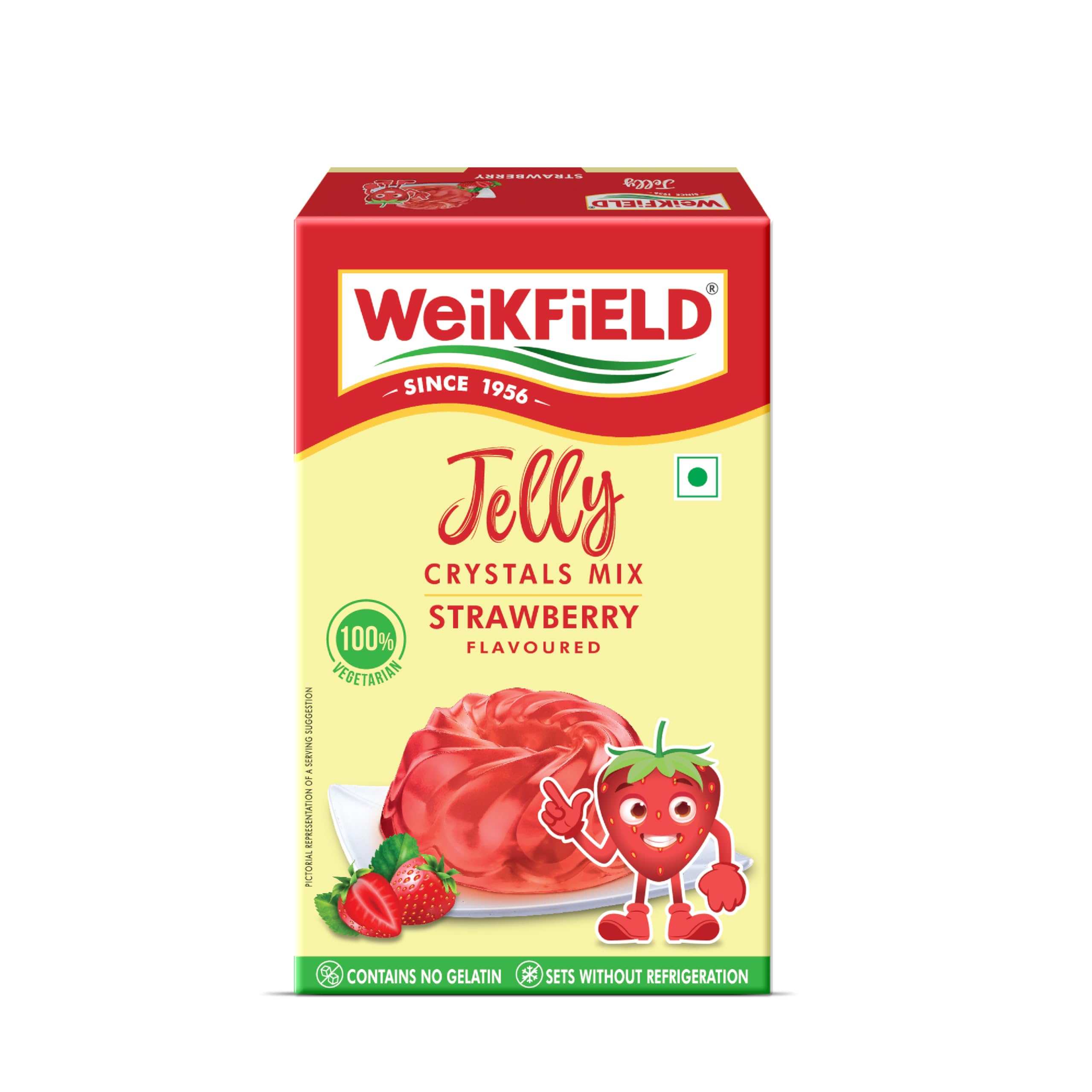 Weikfield Jelly Crystals, Strawberry, 90g