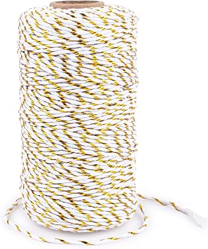 G2PLUS White Gold String 2MM, 328ft Bakers Twine for Gift Wrapping