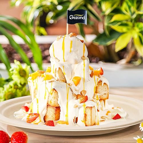 Miniatura 6 de Gezond Juego de 375 platos de papel compostables, vajilla desechable ecológica que incluye 125 platos de 10 pulgadas, 50 platos de 9 pulgadas, 50