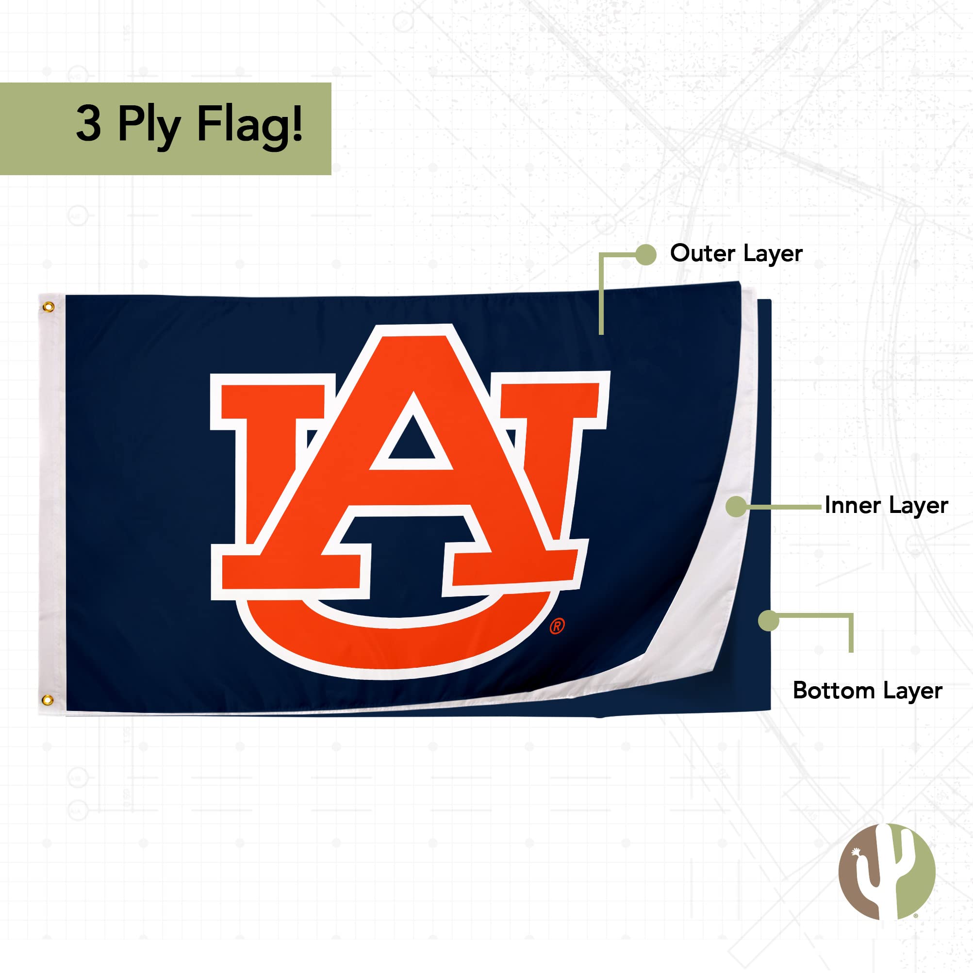 Auburn University Gartenflagge – Tigers War Eagle, 100% Polyester, Doppelseitig