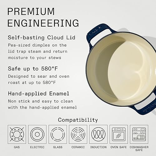 Miniatura 3 de Made In Utensilios de cocina - Horno holandés ovalado de 7.5 cuartos de galón - Verde Hudson - Hierro fundido esmaltado - Retención excepcional del