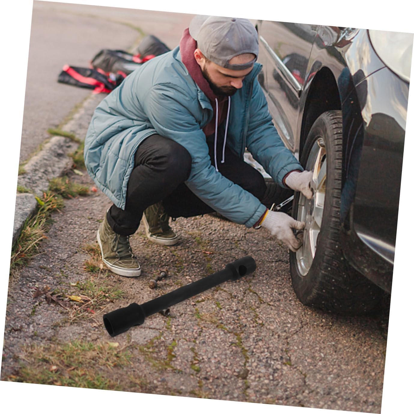 LIFKOME Double-ended Socket Wrench Tire Wrench -27cm High Hardness Steel Easy to Use for Car Maintenance