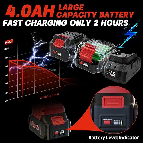 Miniatura 4 de Llave de impacto inalámbrica de 20 V, pistola de impacto eléctrica de 12 para neumáticos de coche, camión, cortacésped, alto par 665 ft-lbs800N.m,