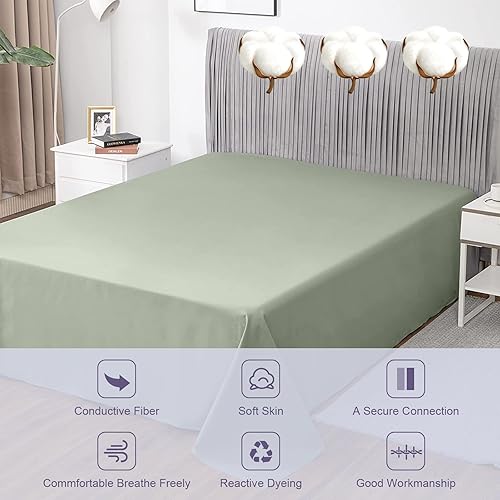 Miniatura 7 de Juego de sábanas encimeras de puesta a tierra para cama tamaño Queen en hilo plateado y algodón orgánico con cable de conexión a tierra de 16.4 pies