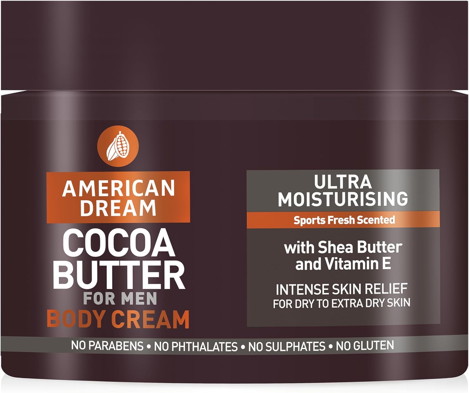 American Dream Cacaoboter bodycrème voor heren, ultra-hydraterende lichaamsboter met sportieve frisse geur