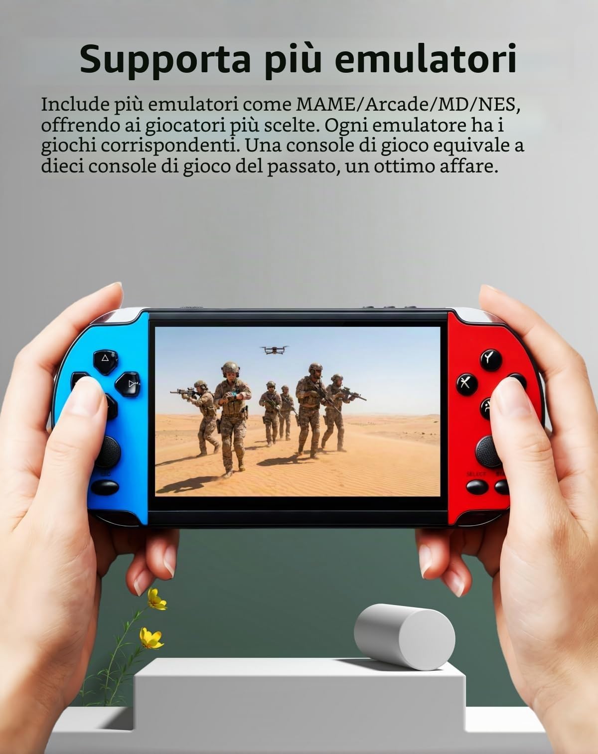 Console per videogiochi MP4/MP3 da 5,1 pollici, emulatori multipli, giochi classici retrò integrati, console portatile perfetta per compleanni all'aperto/viaggi tempo libero intrattenimento