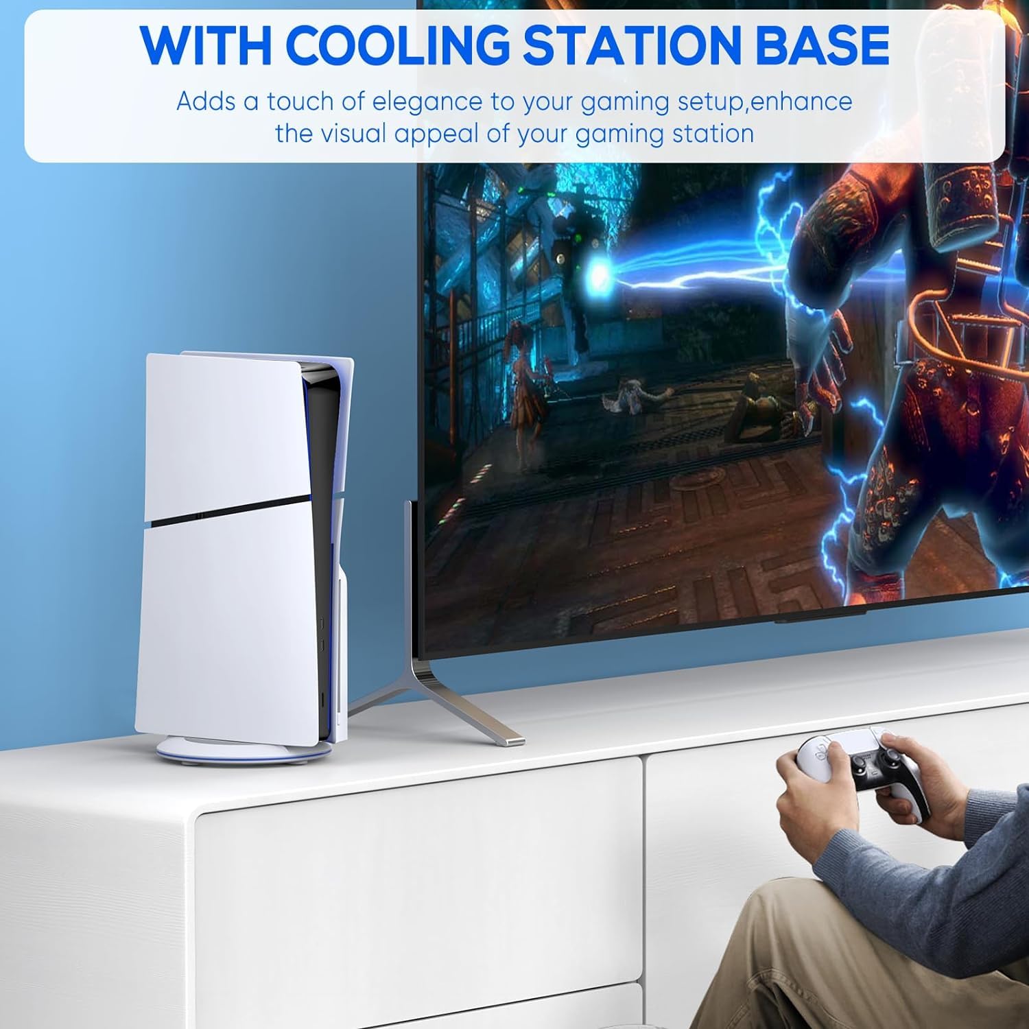 Supporto Verticale per PS5 Slim, Base Antiscivolo Dal Design Salvaspazio e Stabile, Sostitutivo per Console PS5 Slim, Base della Stazione di Raffreddamento con Vite, per