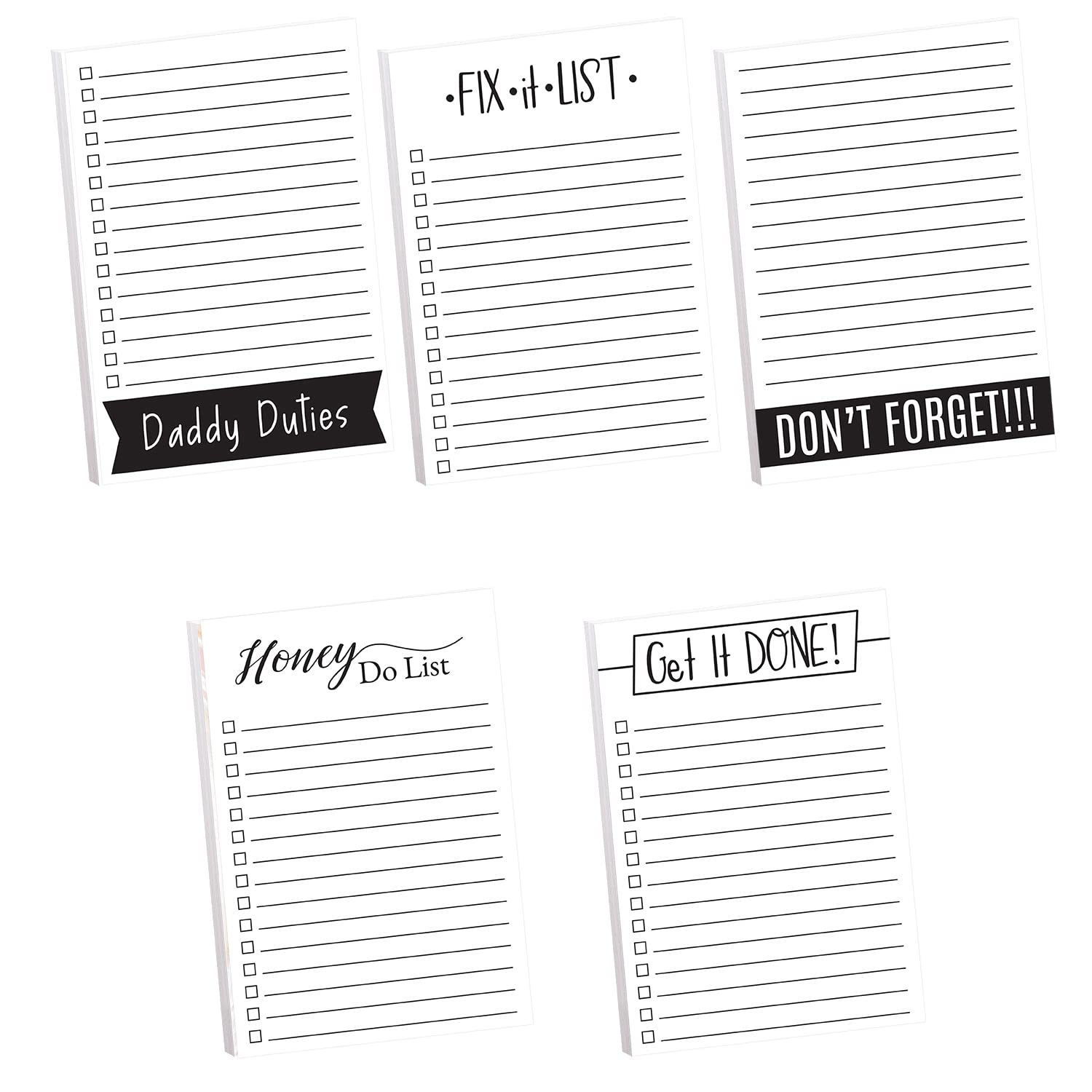 Daddy Duties Sticky Note Pads / 4" x 6" Repositionable Masculine Sticky Notes for Dad / 50 Sheets Per Pad Set of 5 / Made in USA