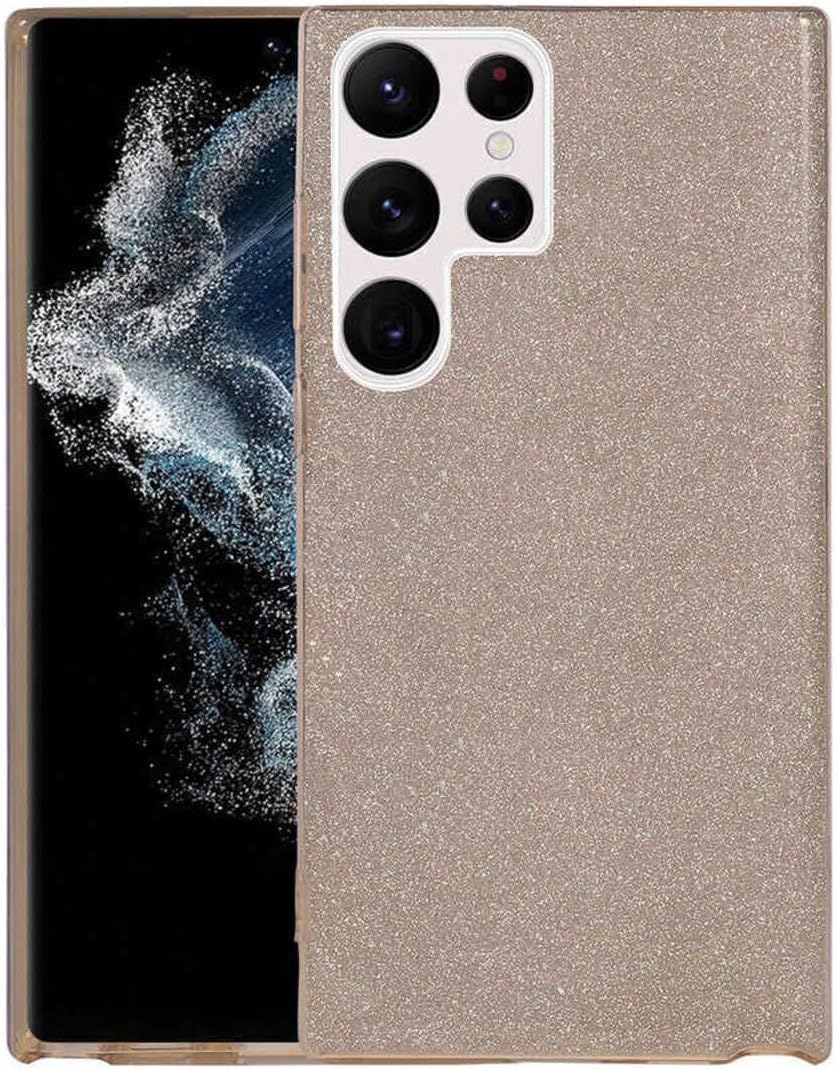 Zore Galaxy ile uyumlu S22 Ultra Kılıf Zore Shining Silikon Gold