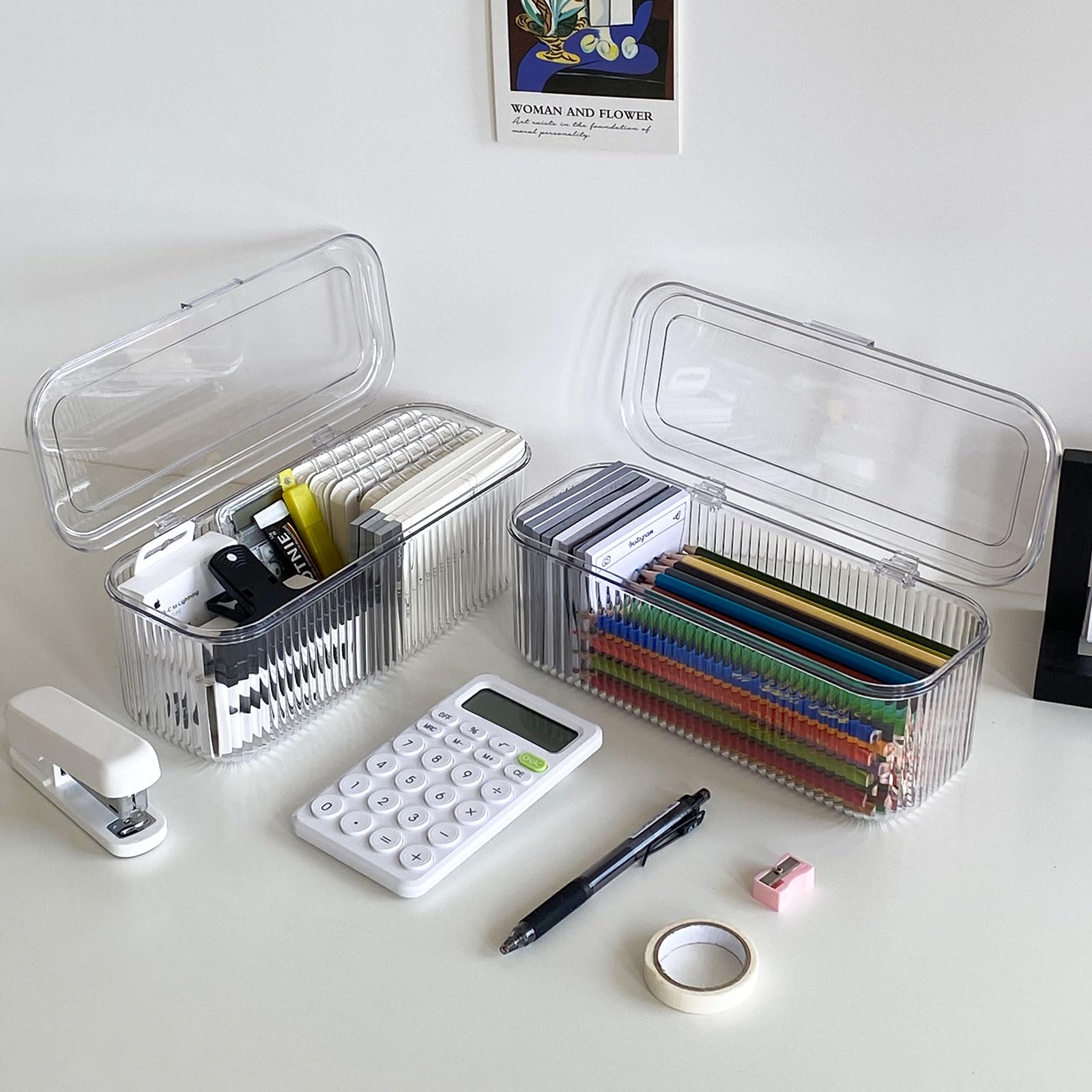 Przezroczysty organizer na długopisy do szuflady na biurko, plastikowy pojemnik do przechowywania przyborów biurowych do przechowywania markerów, kredek, pędzli, mini zabawek, rękodzieła