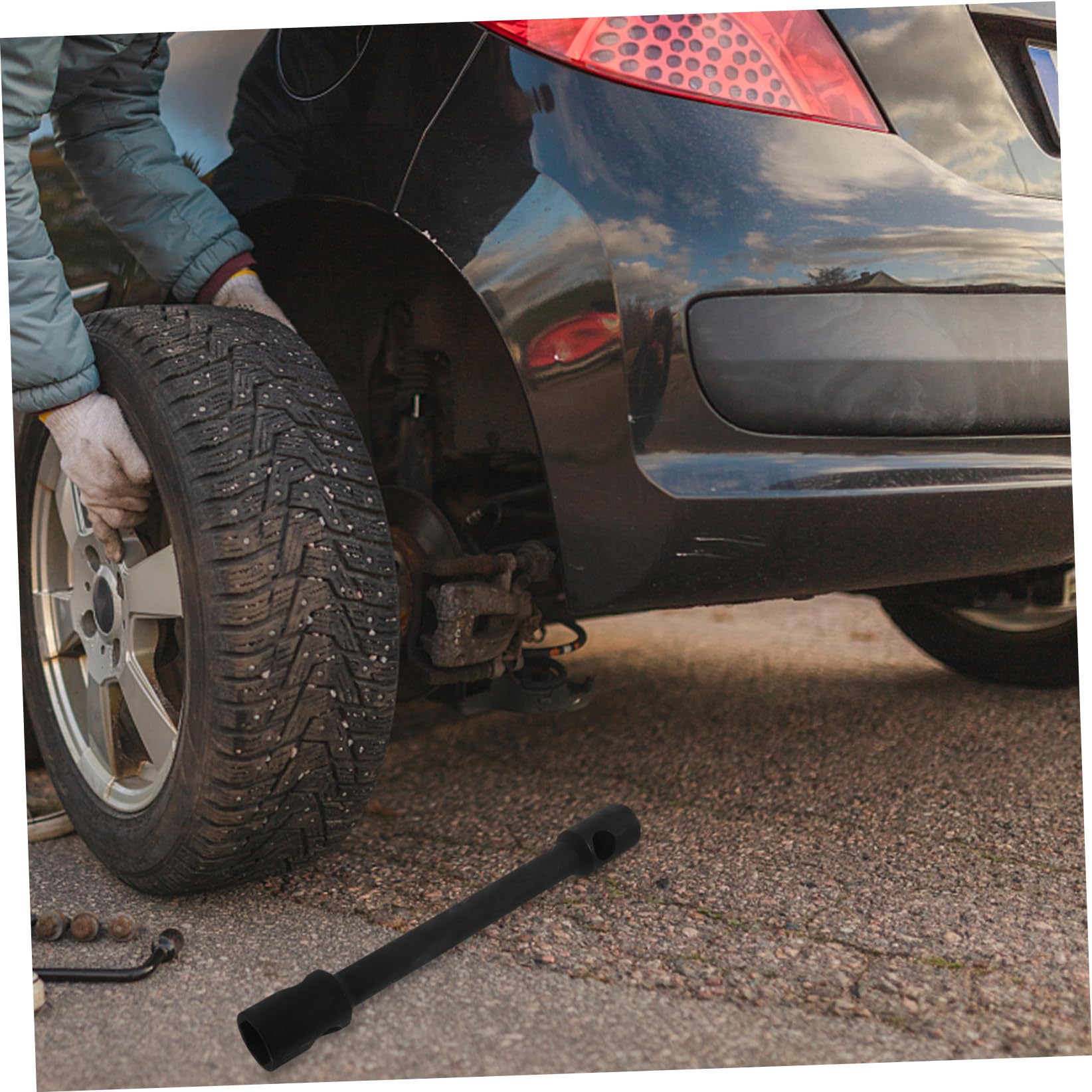GLEAVI Clé à Douille Double en Acier Noir pour Démontage et Montage de Pneus Voiture, Outil Léger et Pratique pour Réparation Automobile