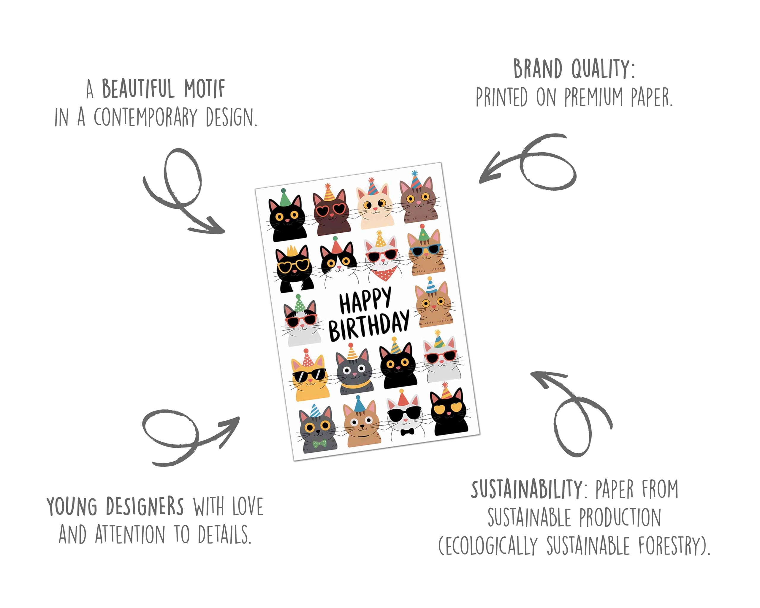Edition Seidel Biglietto Di Auguri Quadrato 14,5x14,5 Cm Con Busta - Happy Birthday In Inglese, Design Musica Cool - 2