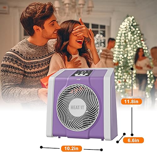 Miniatura 8 de HEATIT Calentador de espacio con control remoto para interior, pantalla digital con termostato, que contiene plasma y ozono, temporizador de 1 a 12