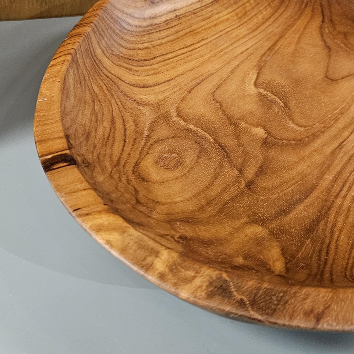 Meubletmoi Bol/Ensaladera/Vacío Bolsillo de Madera de Teca Fabricación Artesanía +/- D. 31 cm – Estilo natural y exótico – Objeto de decoración – Adán