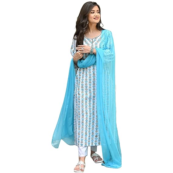 GoSriKi Women Kurta with Pant & Dupatta