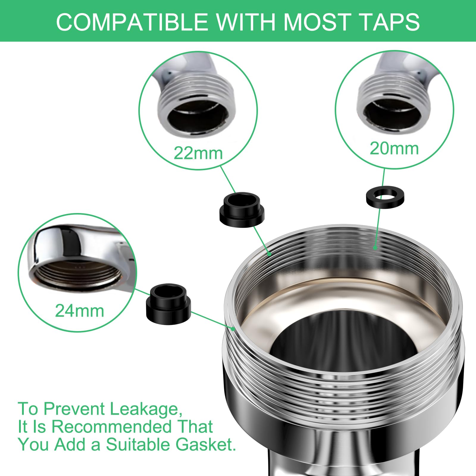 Aireador de Grifo Extensor Giratorio 1080°, Universal Extension Difusor Con 2 Modos de Chorro para Baños y Cocinas