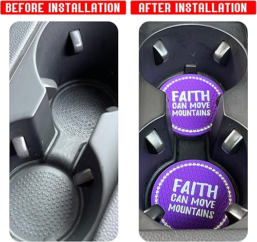 Miniatura 10 de Msyuusr 2 posavasos para automóvil con diamantes de imitación de cristal brillantes, posavasos de silicona antideslizante para la mayoría de los