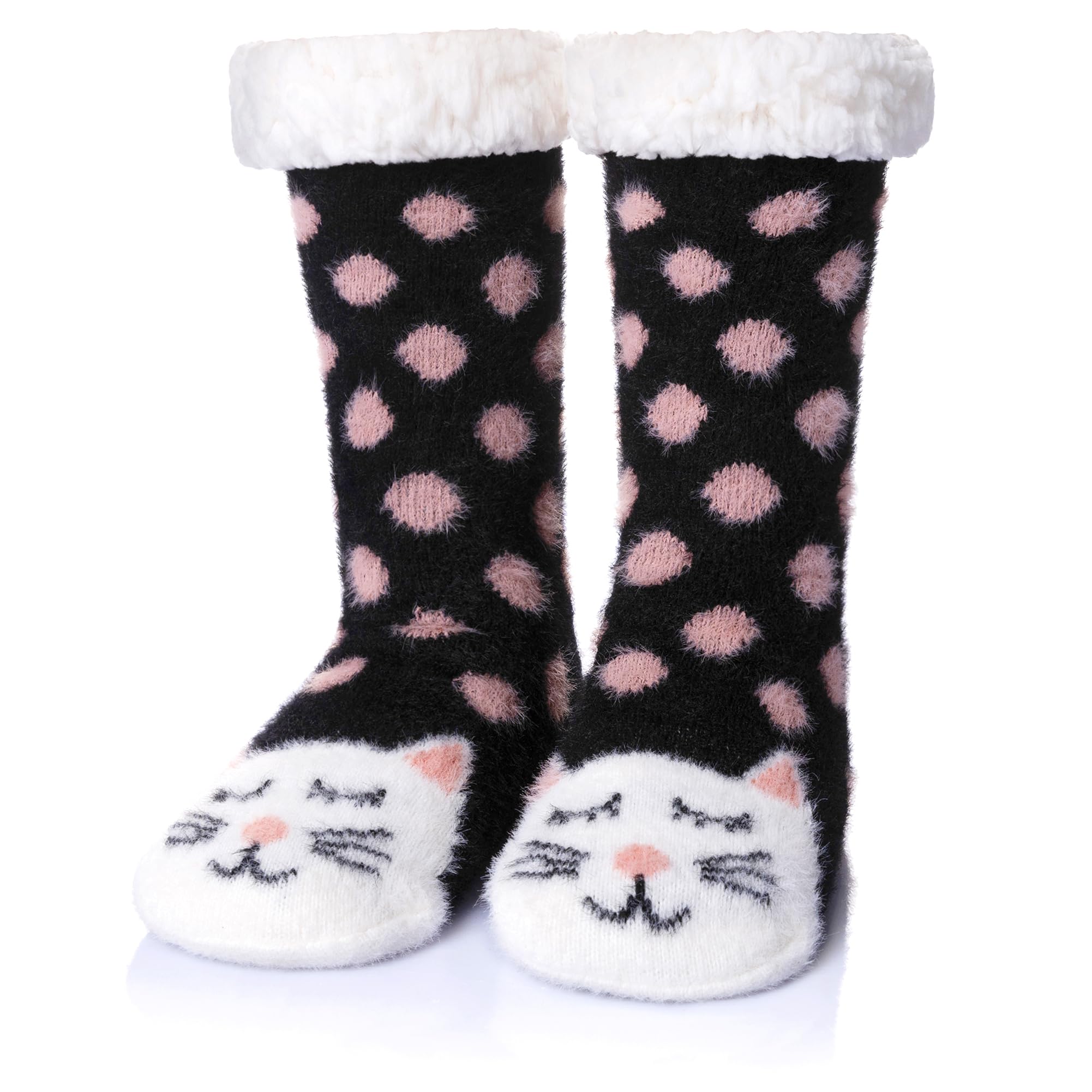 WEVIAS Womens Slipper Fuzzy Socks Winter Thermal Cozy Warm Fleece Lined Non Slip Fluffy Thick Soft Sleep Cabin Socks With Grips