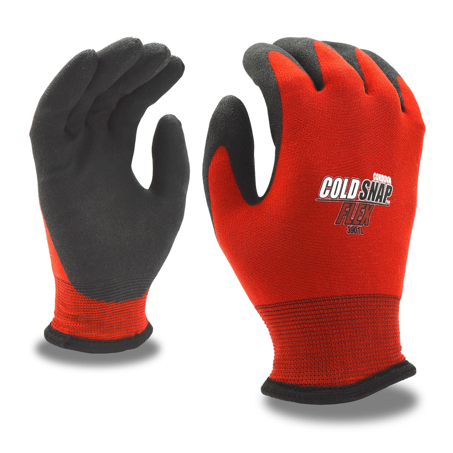 Cordova 3901 Cold Weather Cut-Resistant Gloves, 2-Ply Thermal Gloves, 15-Gauge, Nylon Shell and Brushed-Acrylic Inner Lining, Foam PVC Coating for Grip, Anti-Cut Protection, Medium, 12-Pack