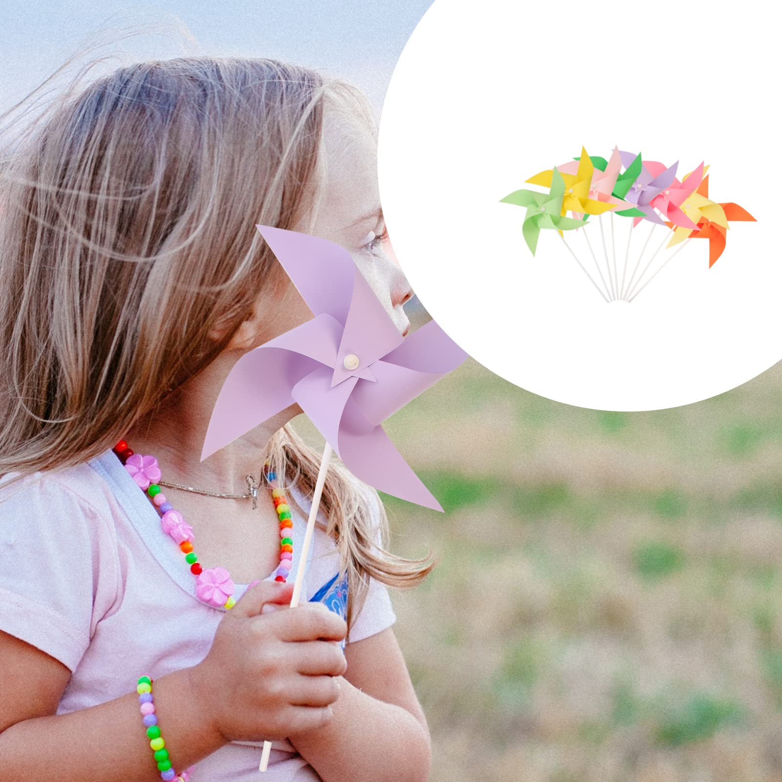 COHEALI Molinillos de Viento de Papel para Niños 8 Piezas Colores Mezclados para Manualidades Creativas Montaje y Dibujo Juguetes Educativos para Fiestas y Actividades Familiares