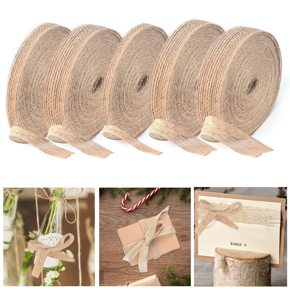 Nastro Di Iuta, Nastro Di Iuta Tessuto Rotolo, Decorazioni Per Confezioni, Naturale Craft Ribbon Per DIY Di Artigianato Matrimonio Decorazioni Per La Casa,5cm